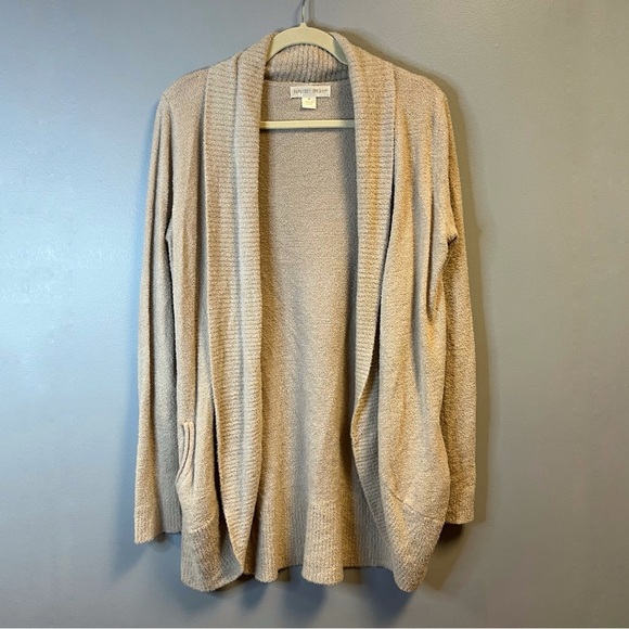 Barefoot Dreams Taupe Long Sleeve CozyChic Lite Circle Lounge Cardigan Sz M EUC - Picture 4 of 12